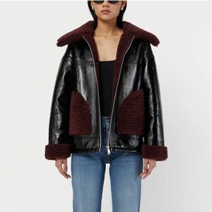 $575 Apparis Catalina Jacket Noir and Burgundy XL